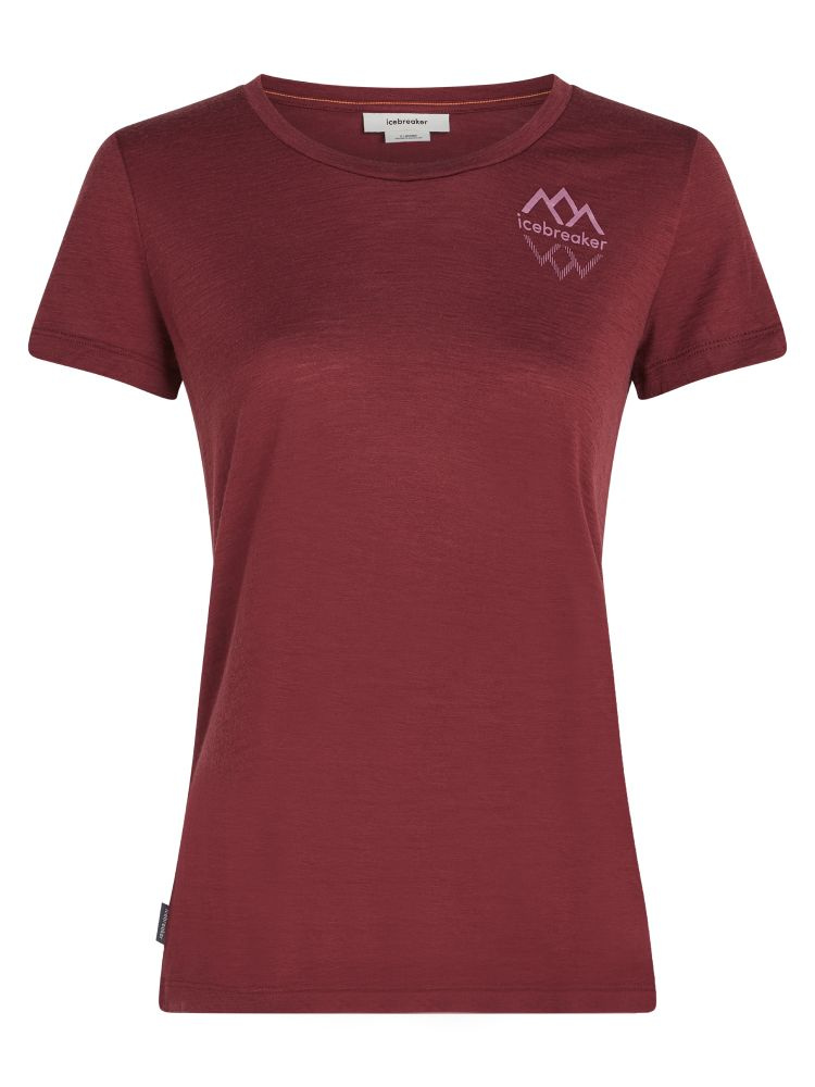 Koszulka termoaktywna damska Icebreaker 150 Tech Lite III SS Scoop Tee Logo Reflections bordowa