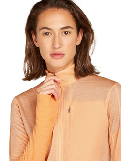 Bluza termoaktywna damska z zamkiem do połowy Icebreaker Merino 200 Realfleece Descender pomarańczowa