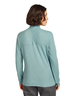 Dzianinowa koszulka termoaktywna damska Icebreaker Merino Blend 260 Waffle Knit Wander LS Half Zip z długim rękawem jasnoniebieska