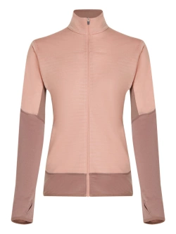 Bluza termoaktywna damska z zamkiem Icebreaker Merino Blend 300 RealFleece Descender LS Zip różowa