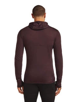 Bluza termoaktywna z kapturem Icebreaker Merino Blend 200 RealFleece Descender LS Zip Hoodie bordowa