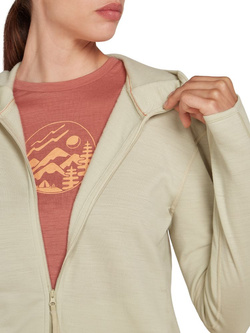 Bluza termoaktywna damska z zamkiem i kapturem Icebreaker 360 RealFleece Elemental kremowa