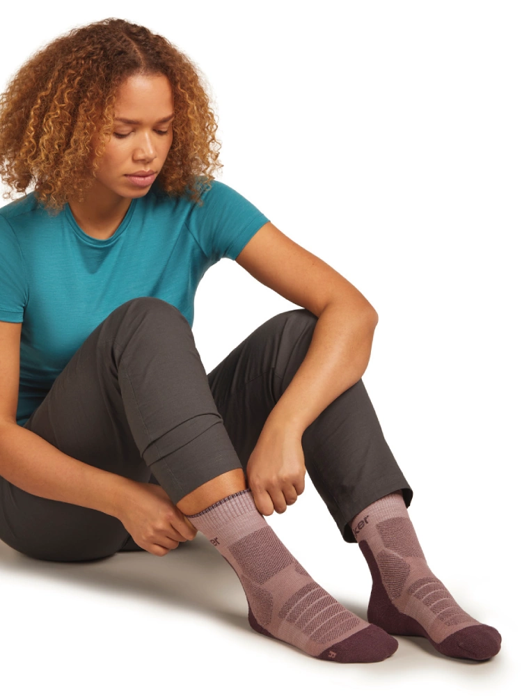 Skarpety termoaktywne damskie Icebreaker Merino Hike+ Heavy Crew różowo-bordowe