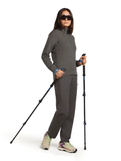 Dzianinowa koszulka termoaktywna damska Icebreaker Merino Blend 260 Waffle Knit Wander LS Half Zip z długim rękawem szara