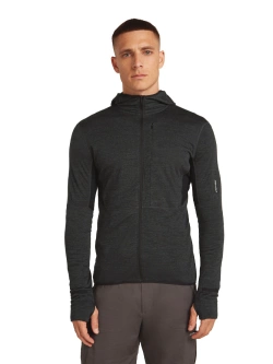 Bluza termoaktywna z kapturem Icebreaker Merino Blend 200 RealFleece Descender LS Zip Hoodie szara