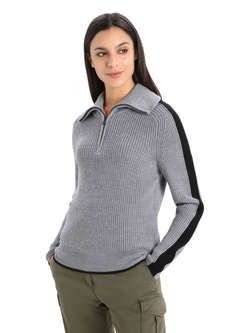 Sweter damski Icebreaker Lodge LS szaro-czarny