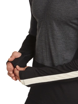 Koszulka termiczna z kapturem Icebreaker Merino 200 Oasis+ LS Half Zip Hoodie czarno-szaro-biała