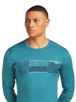 Koszulka termoaktywna z długim rękawem Icebreaker Merino 200 Oasis LS Crewe Elevation Line niebieska