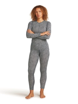 Legginsy termoaktywne damskie Icebreaker Merino 200 Oasis Flock Forms AOP granatowo-białe