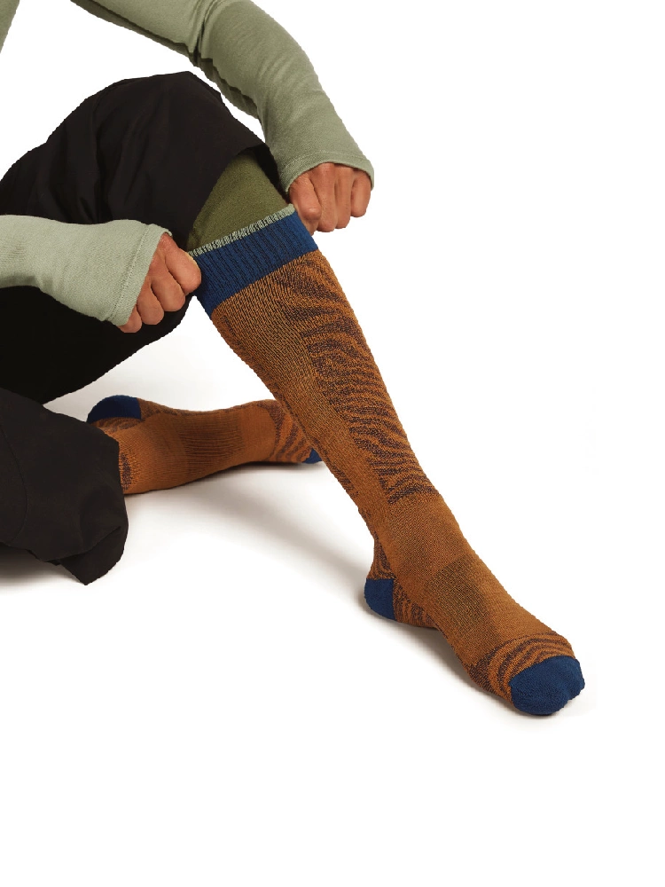 Skarpety Icebreaker Merino Blend Ski+ Light OTC Mountain Contour pomarańczowo-granatowe