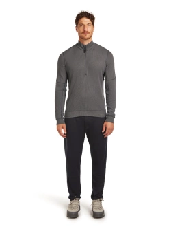 Dzianinowa koszulka termoaktywna z półzamkiem Icebreaker Merino Blend 260 Waffle Knit Wander LS Half Zip z długim rękawem szara