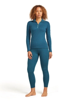 Koszulka termiczna damska z długim rękawem Icebreaker Merino 260 Tech Vertex LS Half Zip Snow Grid AOP z półzamkiem niebieska