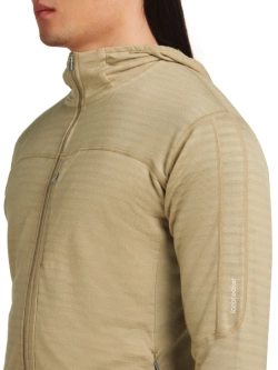 Bluza termoaktywna z kapturem Icebreaker Merino Blend 300 RealFleece Descender LS Zip Hoodie beżowa