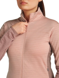 Bluza termoaktywna damska z zamkiem Icebreaker Merino Blend 300 RealFleece Descender LS Zip różowa