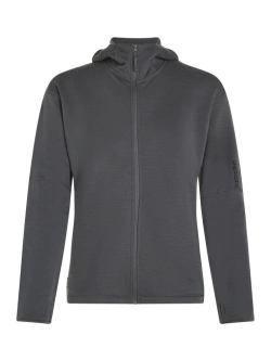 Bluza termoaktywna damska z kapturem Icebreaker Merino 360 RealFleece Elemental LS Zip Hoodie szara