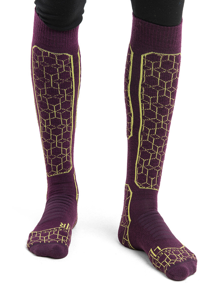 Skarpety narciarskie Icebreaker Ski+ Medium OTC Alpine Geo fioletowo-zielone