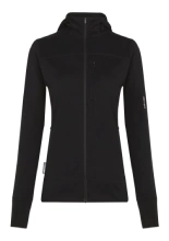 Bluza termoaktywna damska z kapturem Icebreaker Merino Blend 300 RealFleece Descender LS Zip Hoodie czarna
