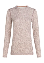 Koszulka termiczna damska z długim rękawem Icebreaker Merino 200 Oasis LS Crewe Flock Forms AOP różowo-biała