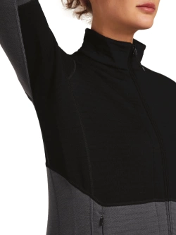 Kurtka termoaktywna damska Icebreaker Merino Blend 400 RealFleece Descender LS Zip czarno-szara