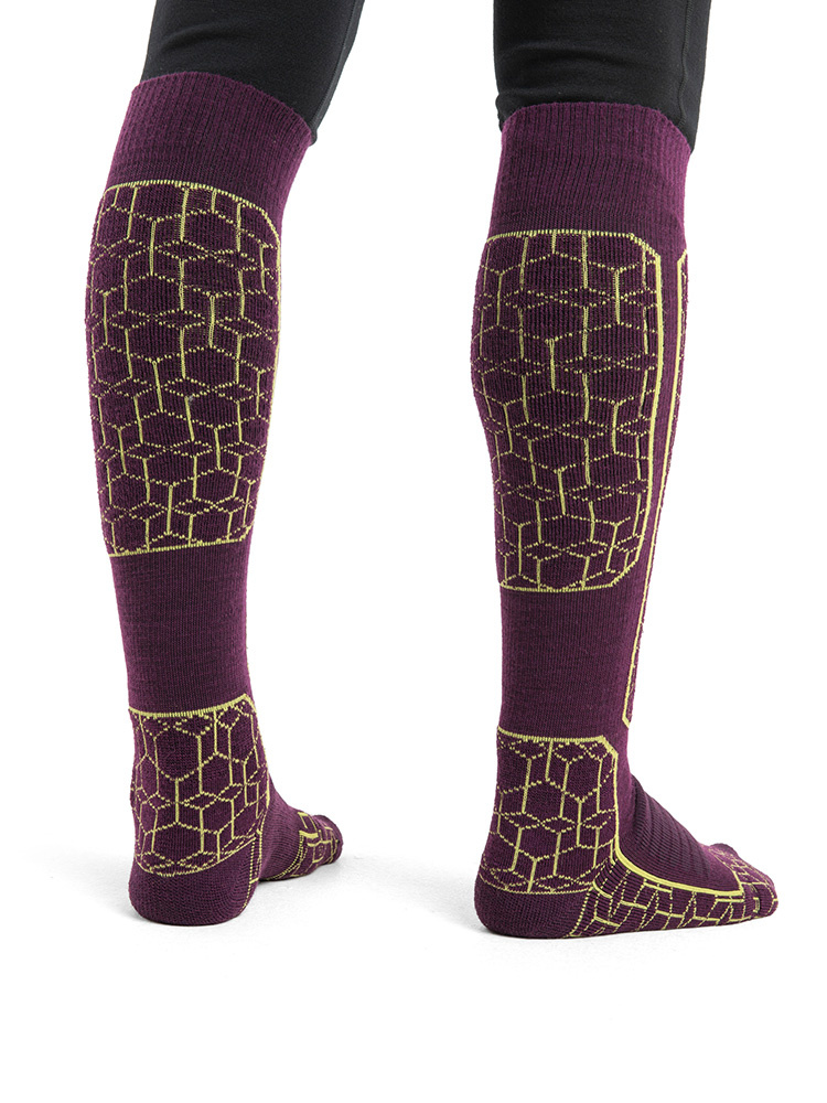Skarpety narciarskie Icebreaker Ski+ Medium OTC Alpine Geo fioletowo-zielone