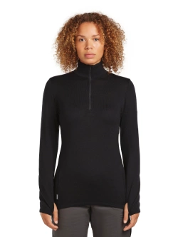 Koszulka termoaktywna damska Icebreaker Merino 300 Original LS Half Zip z długim rękawem czarna