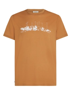 Koszulka termoaktywna z krótkim rękawem Icebreaker Merino 150 Tech Lite SS Tee The Peaks pomarańczowa
