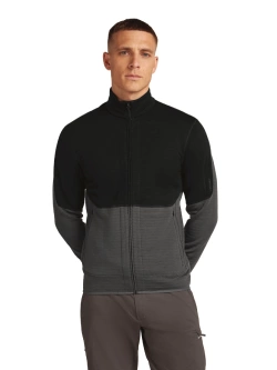 Kurtka termoaktywna Icebreaker Merino Blend 400 RealFleece Descender LS Zip czarno-szara