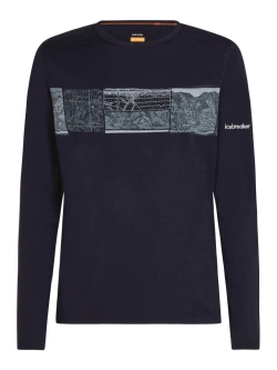 Koszulka termoaktywna z długim rękawem Icebreaker Merino 200 Oasis LS Crewe Elevation Line granatowa