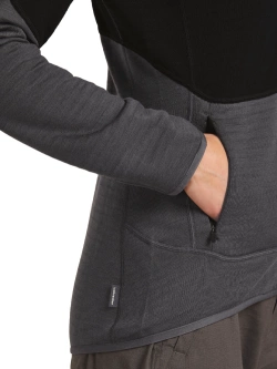 Kurtka termoaktywna damska Icebreaker Merino Blend 400 RealFleece Descender LS Zip czarno-szara