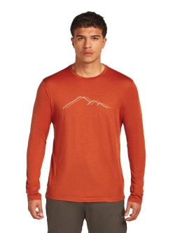 Koszulka termoaktywna z długim rękawem Icebreaker Merino 150 Tech Lite LS Tee Rainer Ridge czerwona
