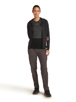 Bluza termoaktywna damska z kapturem Icebreaker Merino Blend 300 RealFleece Descender LS Zip Hoodie czarna