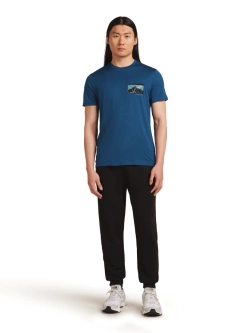 Koszulka termoaktywna z krótkim rękawem Icebreaker Merino 150 Tech Lite SS Tee Infographic ciemnoniebieska