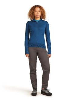 Bluza termoaktywna damska z zamkiem Icebreaker Merino Blend 300 RealFleece Descender LS Zip ciemnoniebieska