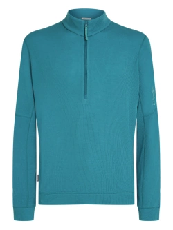 Dzianinowa koszulka termoaktywna z półzamkiem Icebreaker Merino Blend 260 Waffle Knit Wander LS Half Zip z długim rękawem niebieski