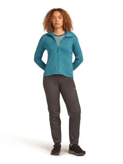 Bluza termoaktywna damska z kapturem Icebreaker Merino 360 RealFleece Elemental LS Zip Hoodie niebieska