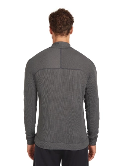 Dzianinowa koszulka termoaktywna z półzamkiem Icebreaker Merino Blend 260 Waffle Knit Wander LS Half Zip z długim rękawem szara