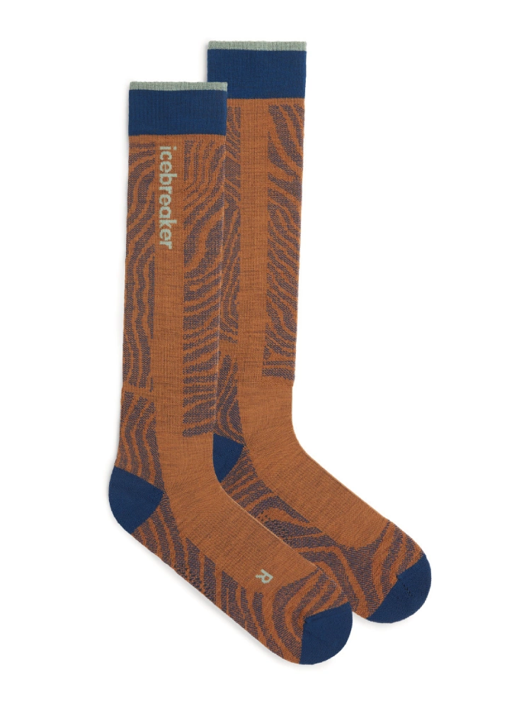 Skarpety Icebreaker Merino Blend Ski+ Light OTC Mountain Contour pomarańczowo-granatowe