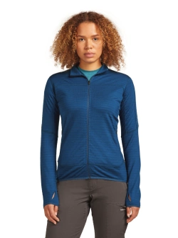 Bluza termoaktywna damska z zamkiem Icebreaker Merino Blend 300 RealFleece Descender LS Zip ciemnoniebieska