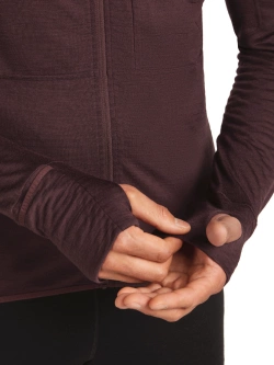 Bluza termoaktywna z kapturem Icebreaker Merino Blend 200 RealFleece Descender LS Zip Hoodie bordowa