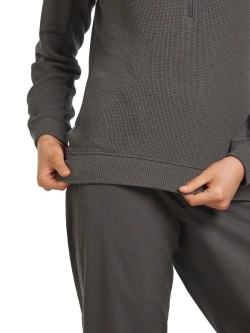 Dzianinowa koszulka termoaktywna damska Icebreaker Merino Blend 260 Waffle Knit Wander LS Half Zip z długim rękawem szara