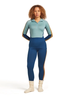 Koszulka termiczna damska z kapturem Icebreaker Merino 200 Oasis+ LS Half Zip Hoodie niebiesko-pomarańczowa