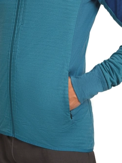 Bluza termoaktywna z kapturem Icebreaker Merino Blend 300 RealFleece Descender LS Zip Hoodie niebieska