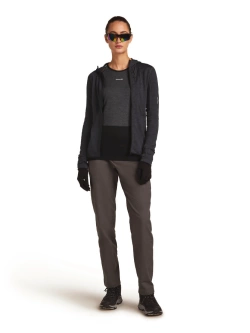 Bluza termoaktywna damska z kapturem Icebreaker Merino Blend 200 RealFleece Descender LS Zip Hoodie ciemnoszara