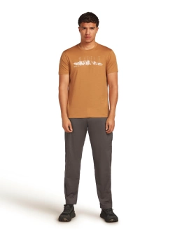 Koszulka termoaktywna z krótkim rękawem Icebreaker Merino 150 Tech Lite SS Tee The Peaks pomarańczowa