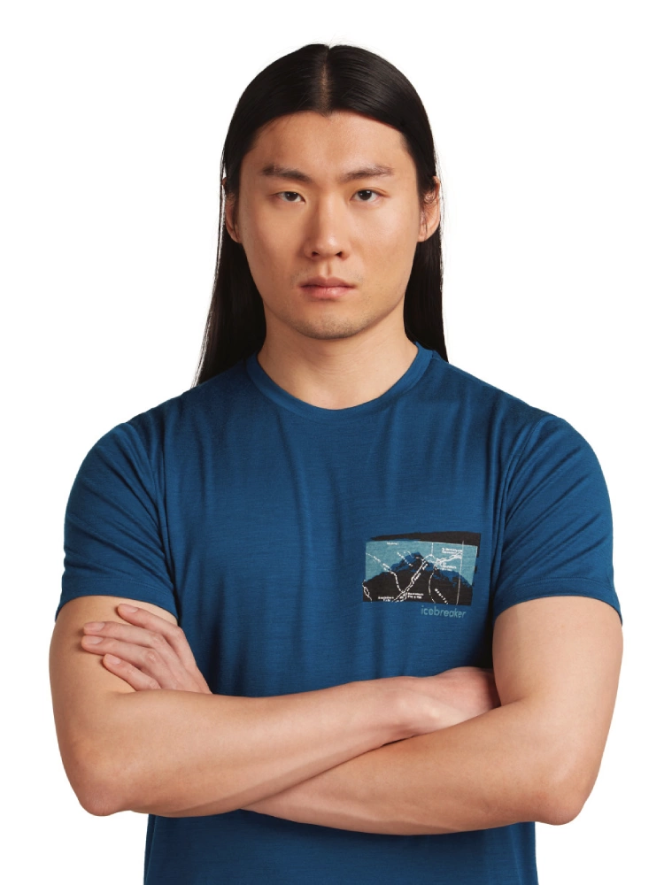 Koszulka termoaktywna z krótkim rękawem Icebreaker Merino 150 Tech Lite SS Tee Infographic ciemnoniebieska