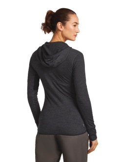 Bluza termoaktywna damska z kapturem Icebreaker Merino Blend 200 RealFleece Descender LS Zip Hoodie ciemnoszara