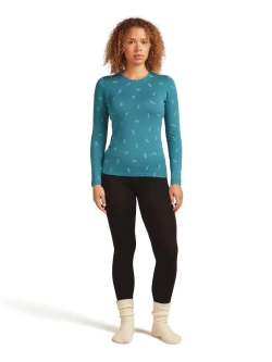 Koszulka termiczna damska z długim rękawem Icebreaker Merino 200 Oasis LS Crewe Snow Day niebieska