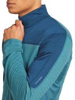 Bluza termoaktywna z zamkiem Icebreaker Merino Blend 300 RealFleece Descender LS Zip niebieska