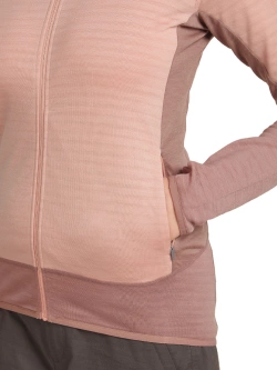 Bluza termoaktywna damska z zamkiem Icebreaker Merino Blend 300 RealFleece Descender LS Zip różowa