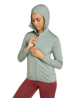 Bluza termoaktywna damska zapinana na zamek Icebreaker 560 Realfleece Elemental z kapturem, zielona